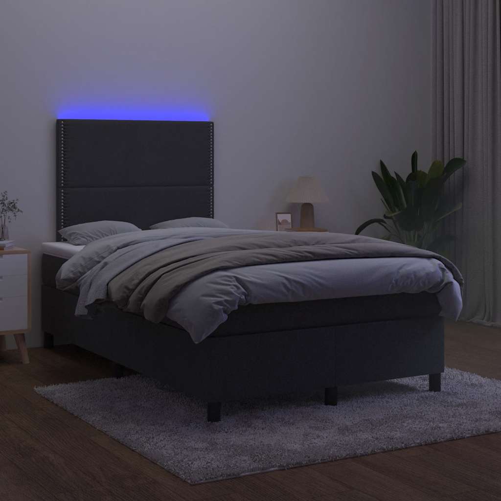 kontinentalseng med madras og LED-lys 120x190 cm velour sort