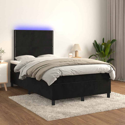 kontinentalseng med madras og LED-lys 120x190 cm velour sort