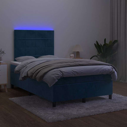 kontinentalseng med madras og 120x190 cm velour mørkeblå