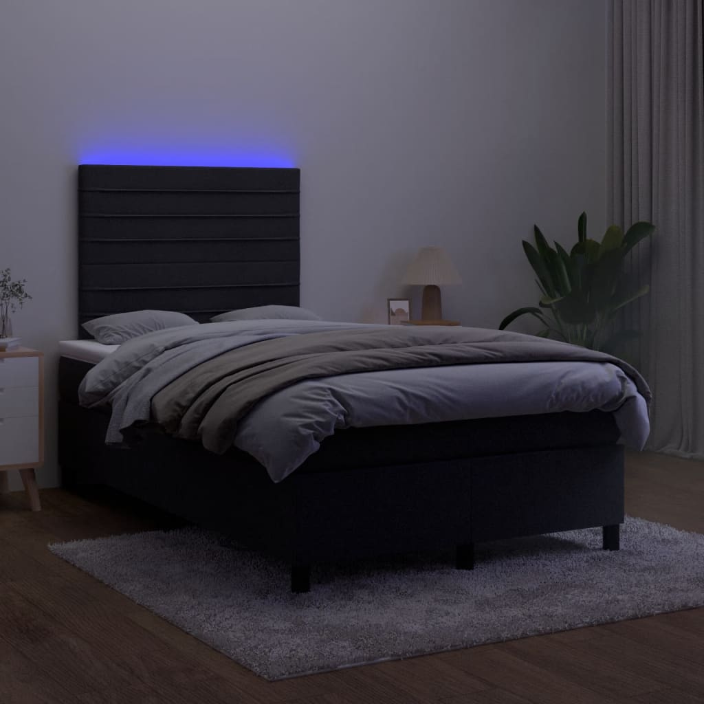 kontinentalseng med madras og LED-lys 120x190 cm fløjl sort