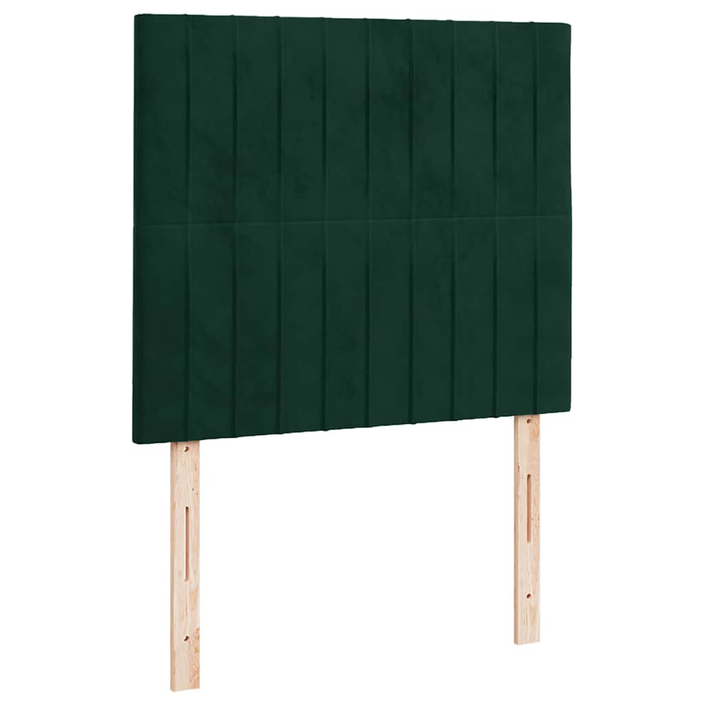 kontinentalseng med madras og LED-lys 120x190cm fløjl mørkegrøn