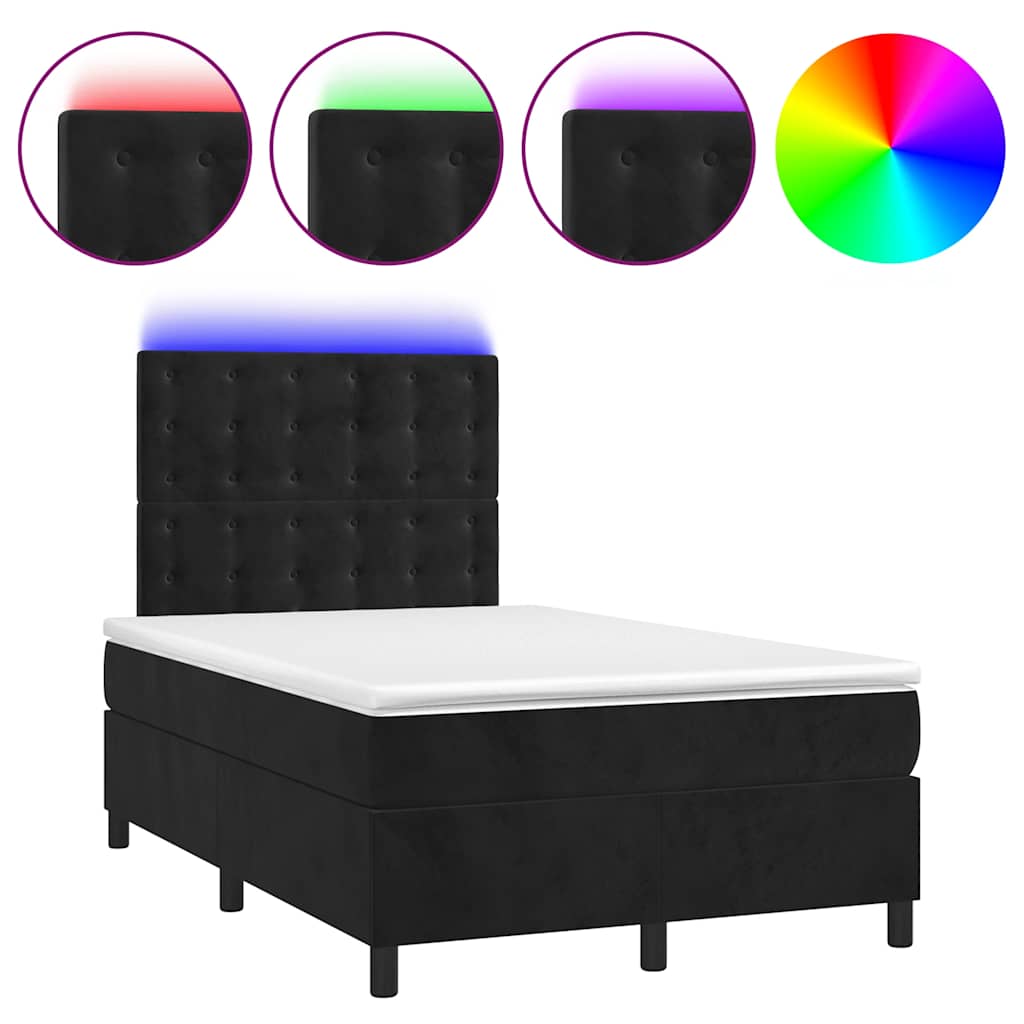 kontinentalseng med madras og LED-lys 120x190 cm velour sort