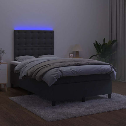 kontinentalseng med madras og LED-lys 120x190 cm velour sort