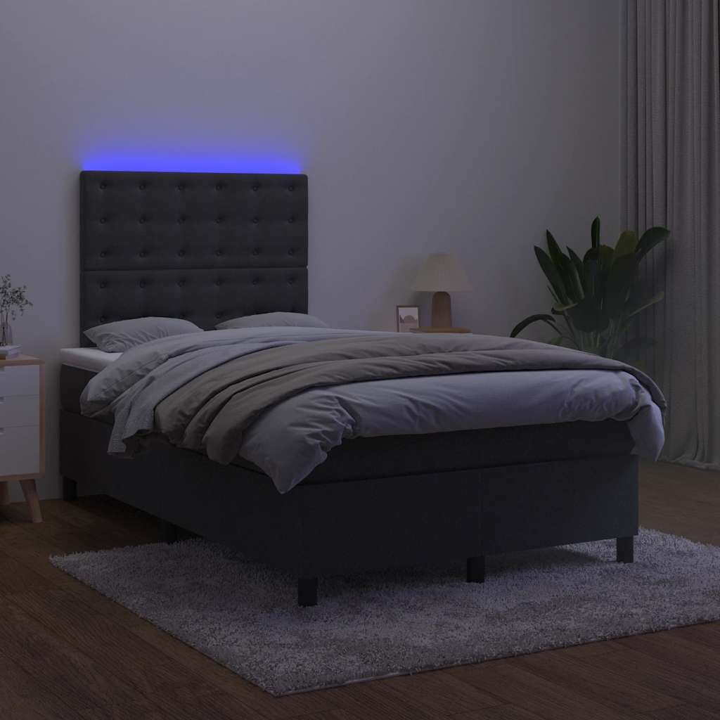 kontinentalseng med madras og LED-lys 120x190 cm velour sort