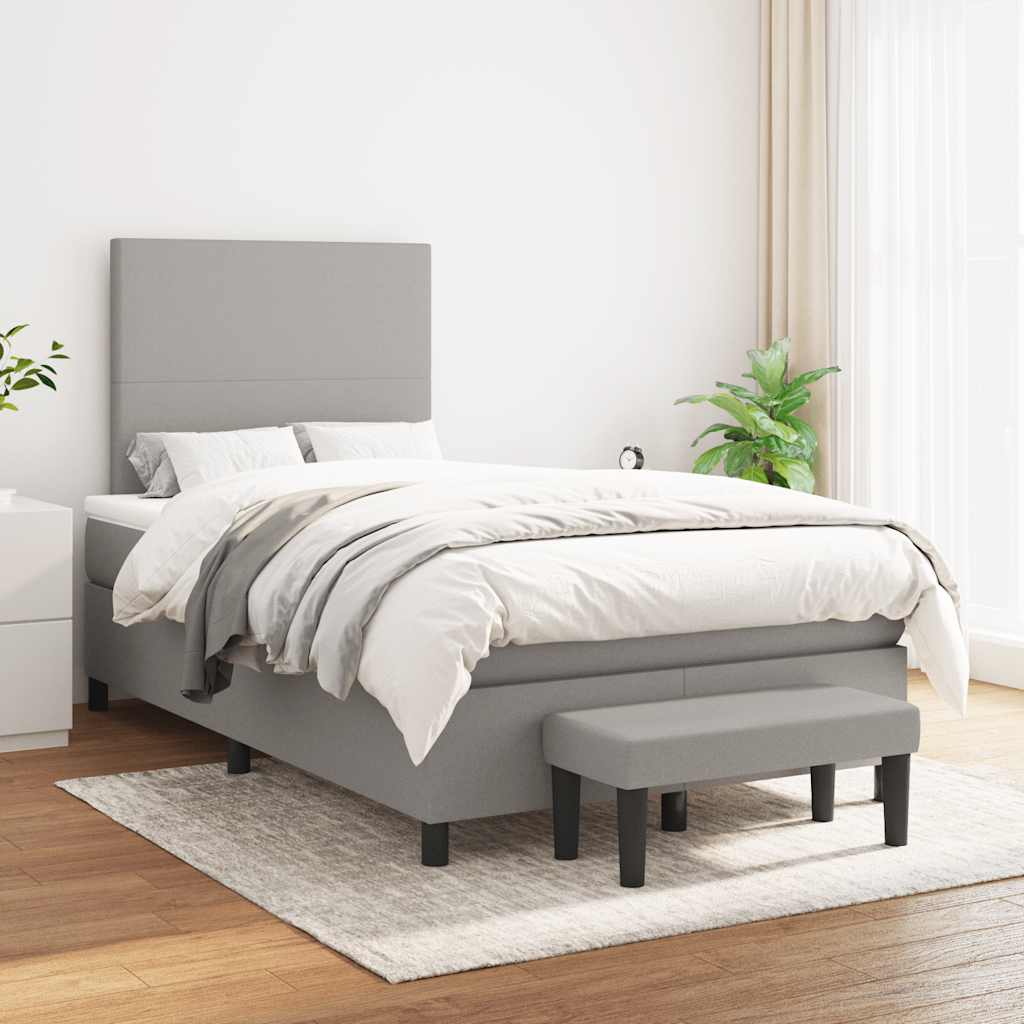 kontinentalseng med madras 120x190 cm stof lysegrå