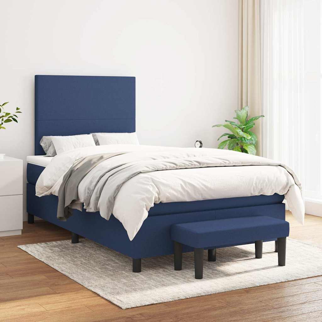 kontinentalseng med madras 120x190 cm stof blå
