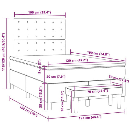 kontinentalseng med madras 120x190 cm stof cremefarvet