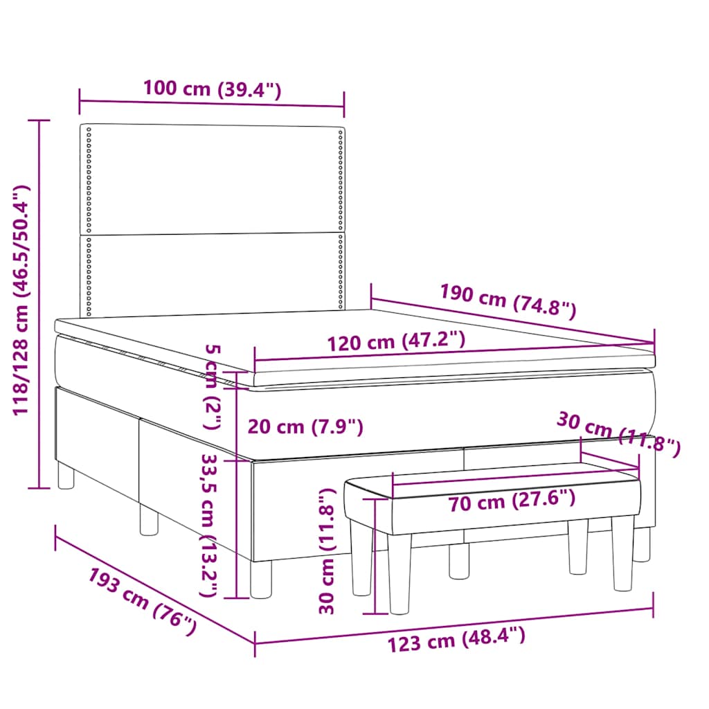 kontinentalseng med madras 120x190 cm kunstlæder hvid