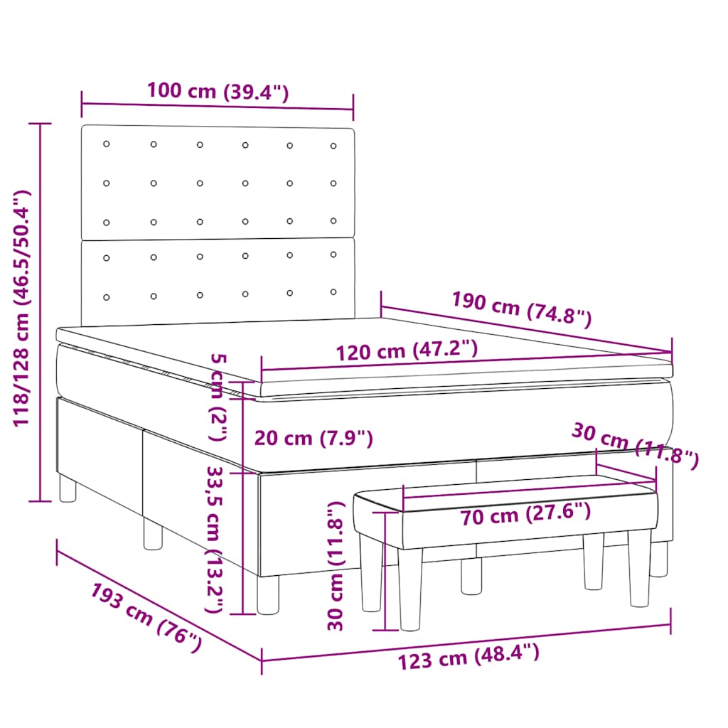 kontinentalseng med madras 120x190 cm kunstlæder hvid