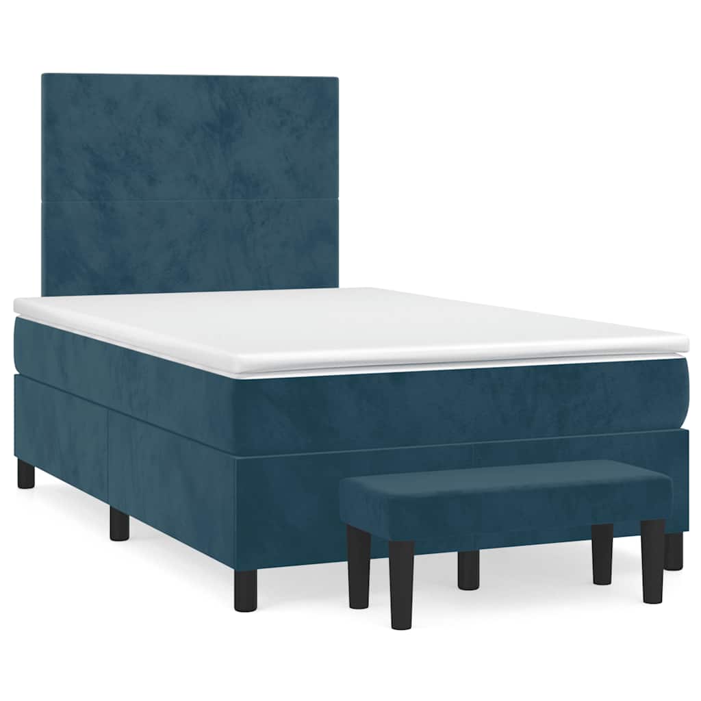 kontinentalseng med madras 120x190 cm velour mørkeblå
