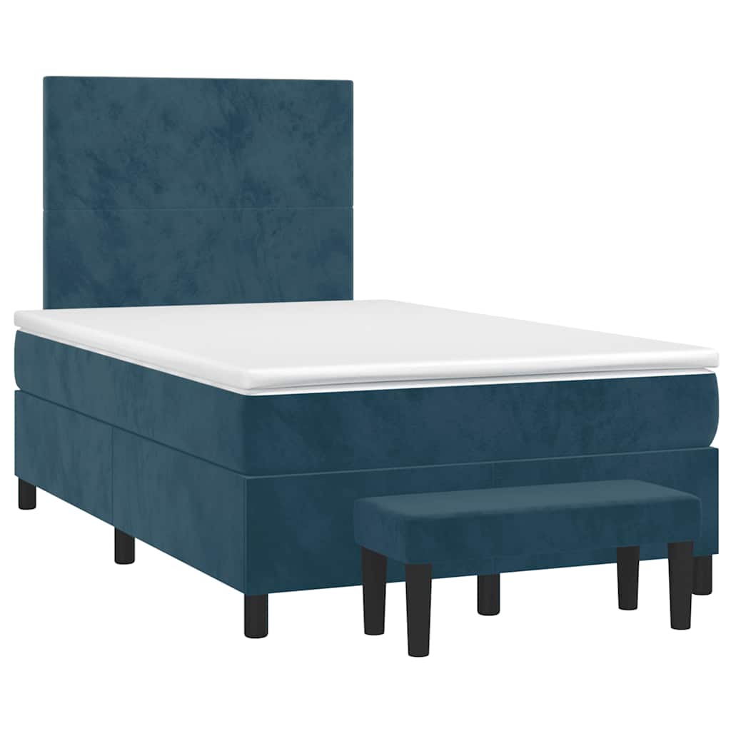 kontinentalseng med madras 120x190 cm velour mørkeblå
