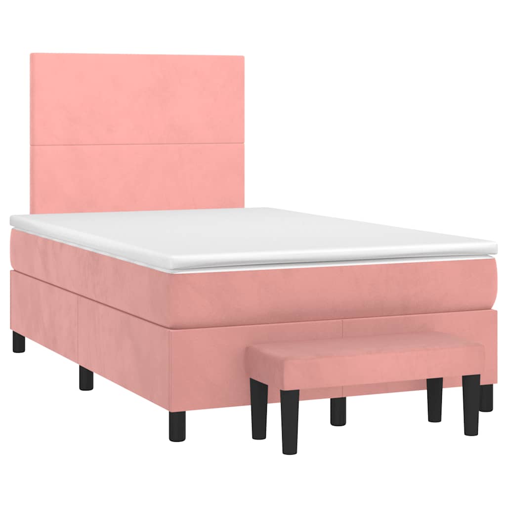 kontinentalseng med madras 120x190 cm velour lyserød
