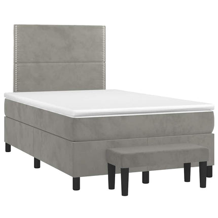 kontinentalseng med madras 120x190 cm velour lysegrå