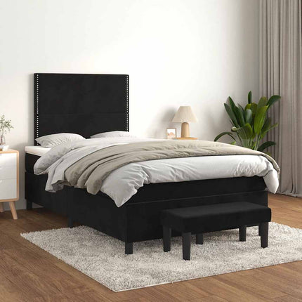 kontinentalseng med madras 120x190 cm velour sort