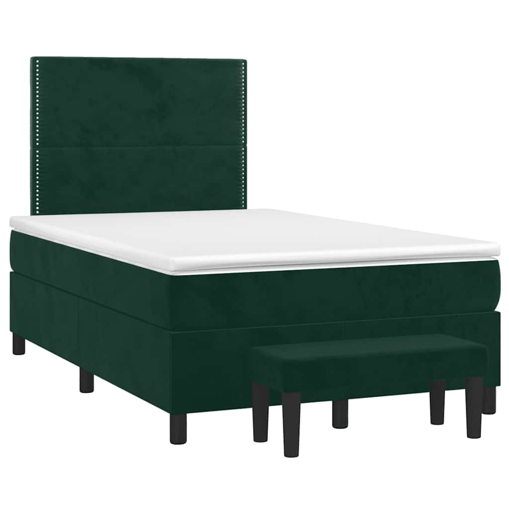 kontinentalseng med madras 120x190 cm velour mørkegrøn