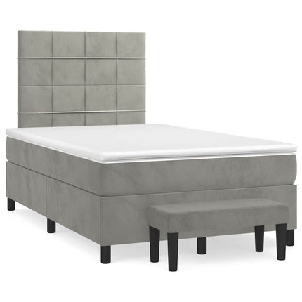kontinentalseng med madras 120x190 cm velour lysegrå