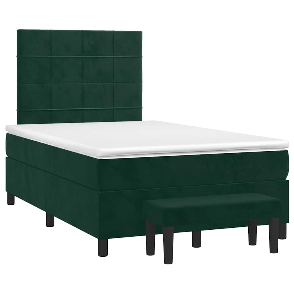 kontinentalseng med madras 120x190 cm velour mørkegrøn