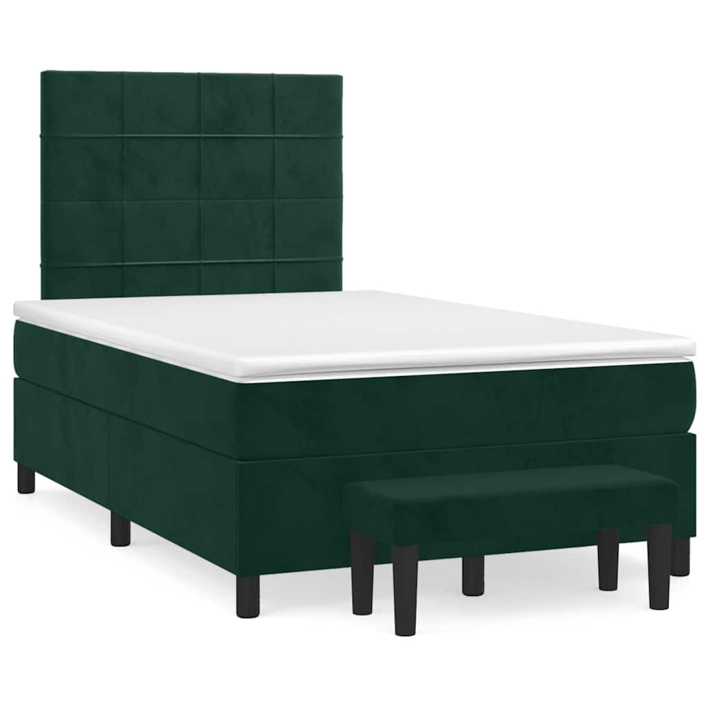 kontinentalseng med madras 120x190 cm velour mørkegrøn