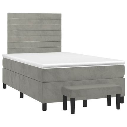 kontinentalseng med madras 120x190 cm velour lysegrå