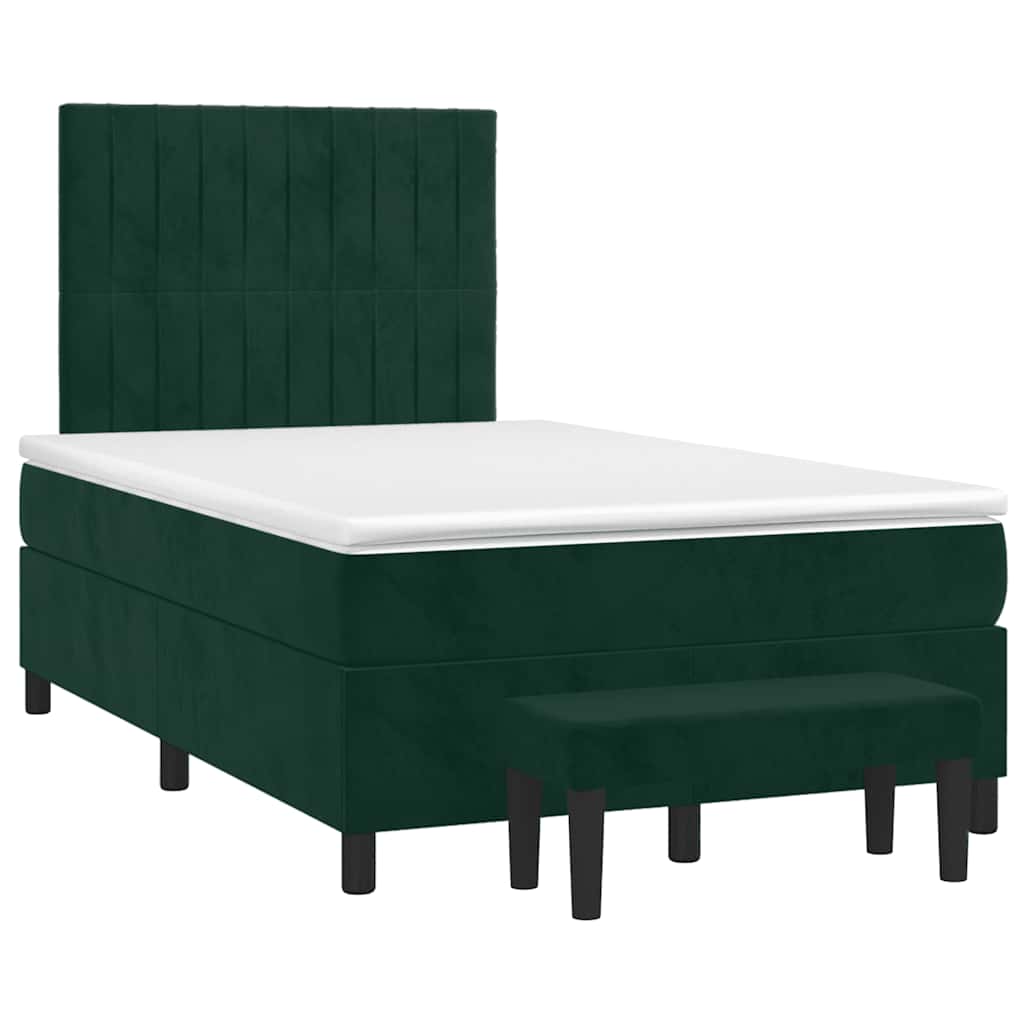 kontinentalseng med madras 120x190 cm velour mørkegrøn