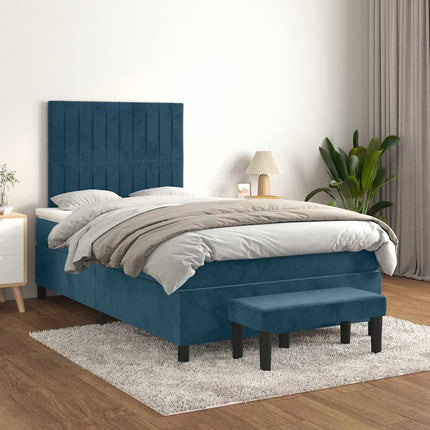 kontinentalseng med madras 120x190 cm velour mørkeblå