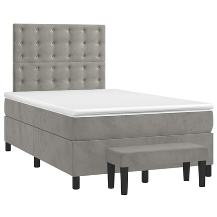 kontinentalseng med madras 120x190 cm velour lysegrå