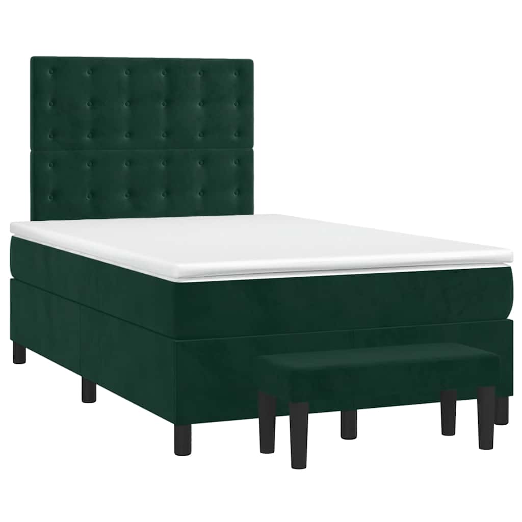 kontinentalseng med madras 120x190 cm velour mørkegrøn
