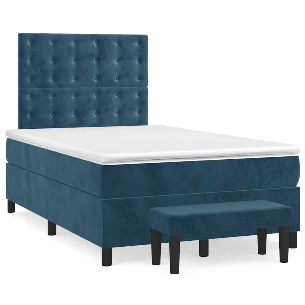 kontinentalseng med madras 120x190 cm velour mørkeblå