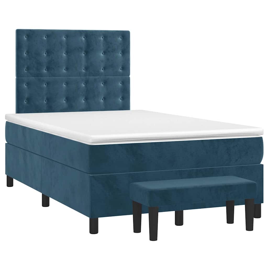 kontinentalseng med madras 120x190 cm velour mørkeblå