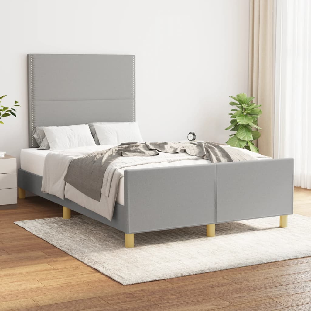 sengeramme uden madras 120x190 cm stof enkeltseng lysegrå