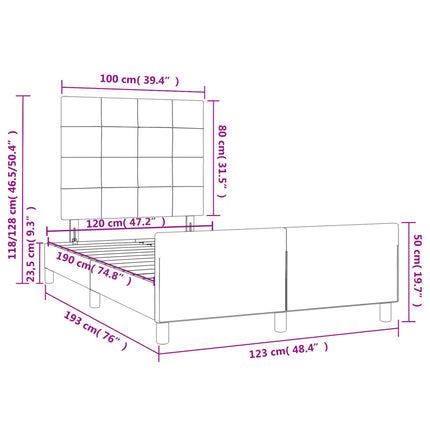 sengeramme uden madras 120x190 cm stof blå