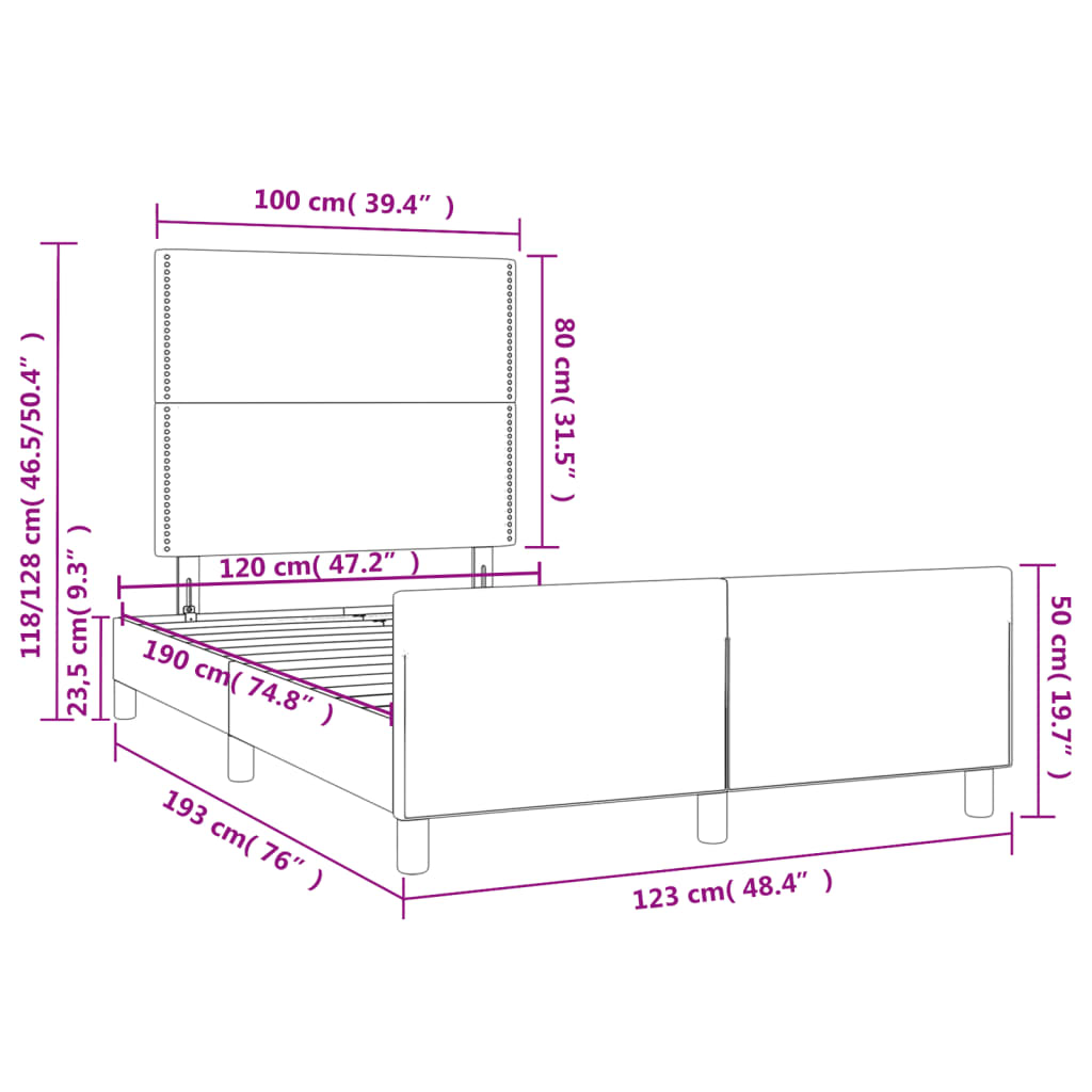 sengeramme uden madras 120x190 cm kunstlæder enkeltseng sort
