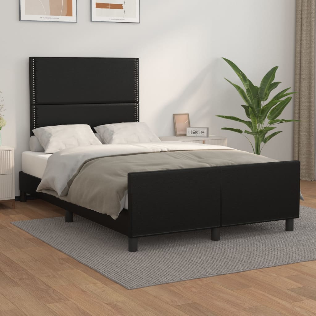 sengeramme uden madras 120x190 cm kunstlæder enkeltseng sort