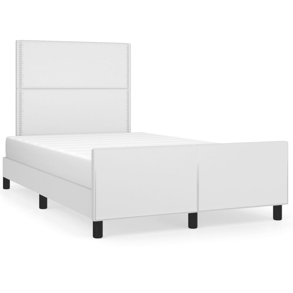 sengeramme uden madras 120x190 cm kunstlæder enkeltseng hvid