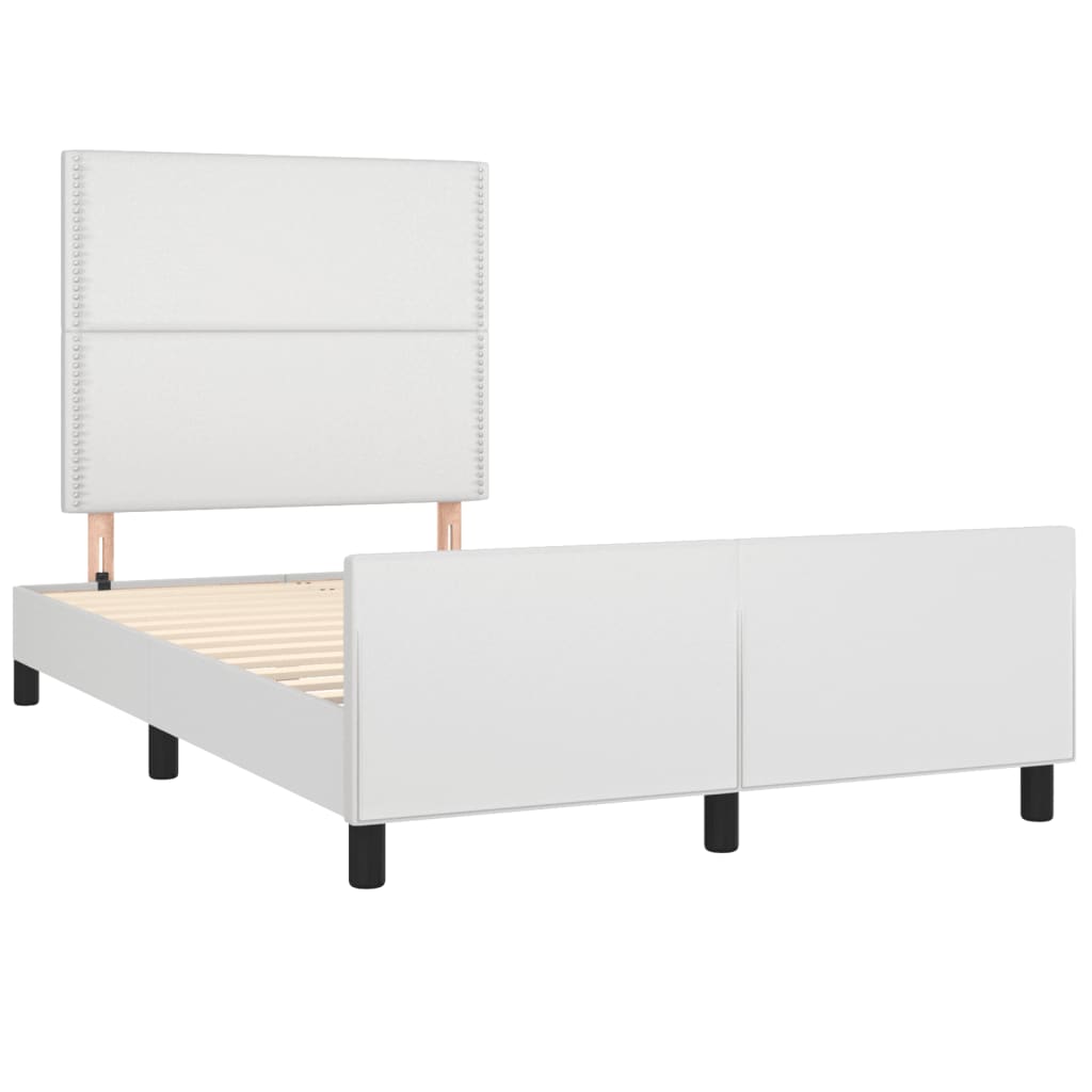 sengeramme uden madras 120x190 cm kunstlæder enkeltseng hvid