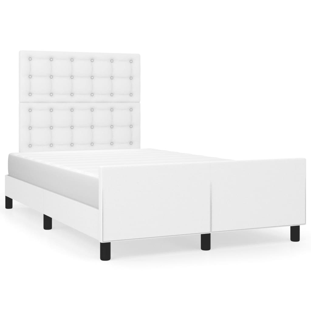 sengeramme uden madras 120x190 cm kunstlæder enkeltseng hvid