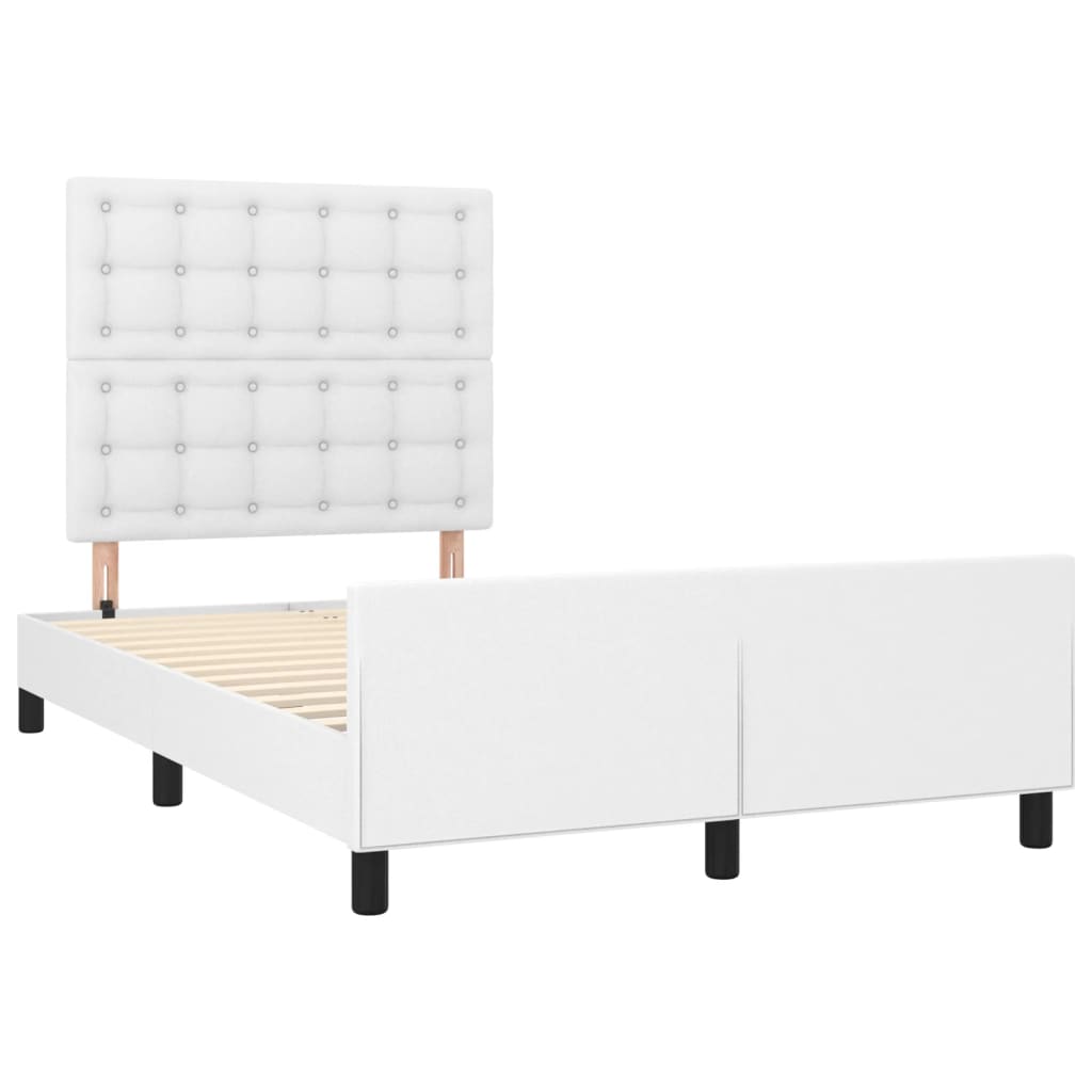 sengeramme uden madras 120x190 cm kunstlæder enkeltseng hvid