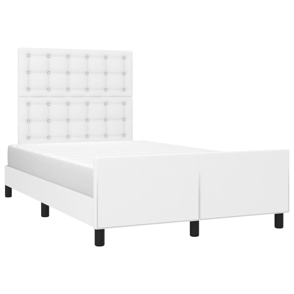 sengeramme uden madras 120x190 cm kunstlæder enkeltseng hvid