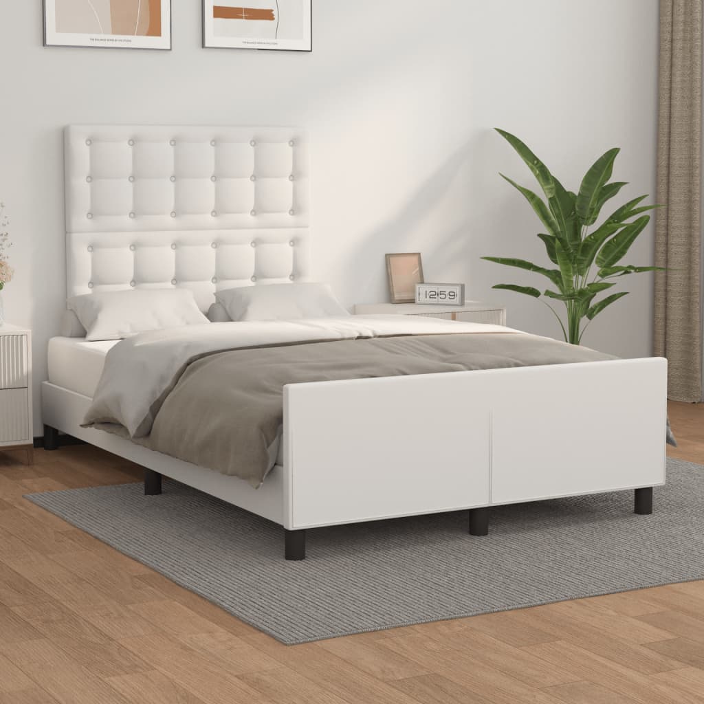 sengeramme uden madras 120x190 cm kunstlæder enkeltseng hvid