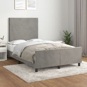 sengeramme uden madras 120x190 cm fløjl enkeltseng lysegrå