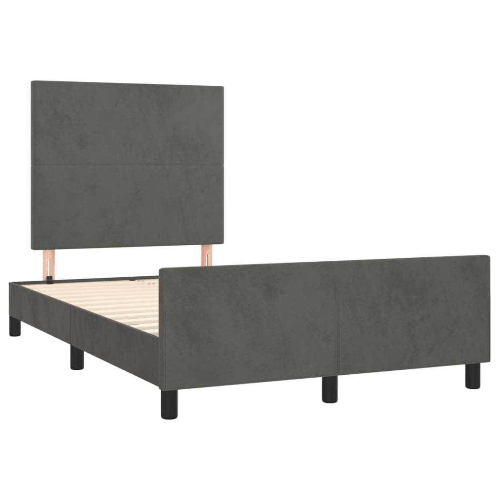 sengeramme uden madras 120x190 cm fløjl enkeltseng mørkegrå