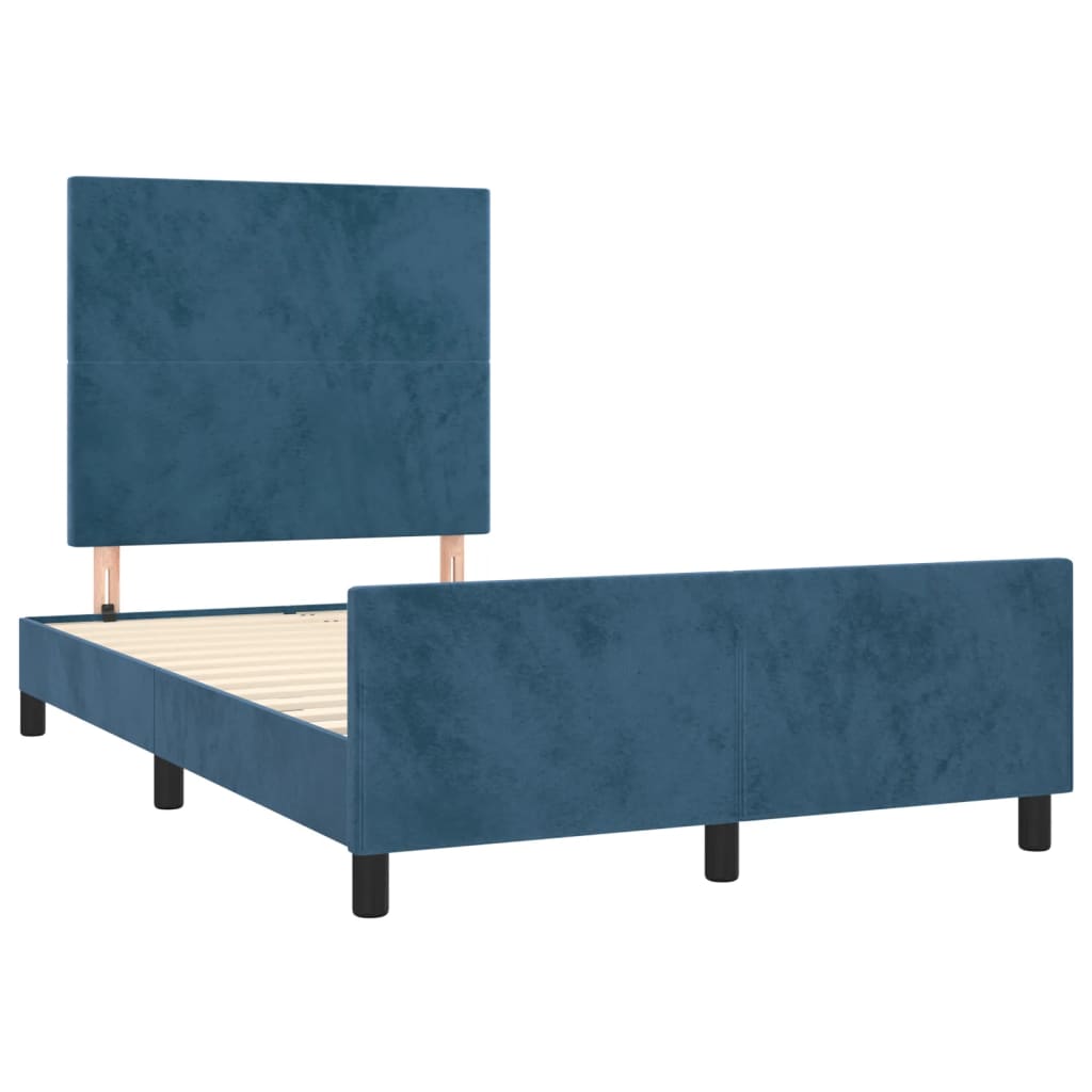 sengeramme uden madras 120x190 cm fløjl mørkeblå