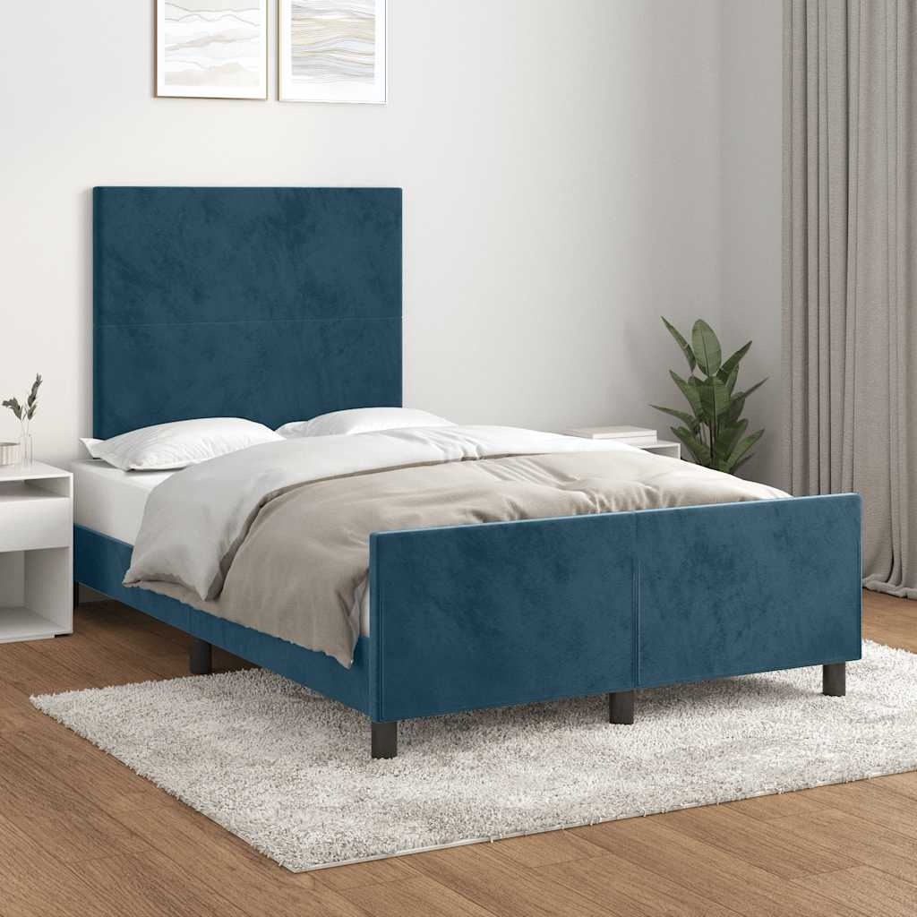 sengeramme uden madras 120x190 cm fløjl mørkeblå