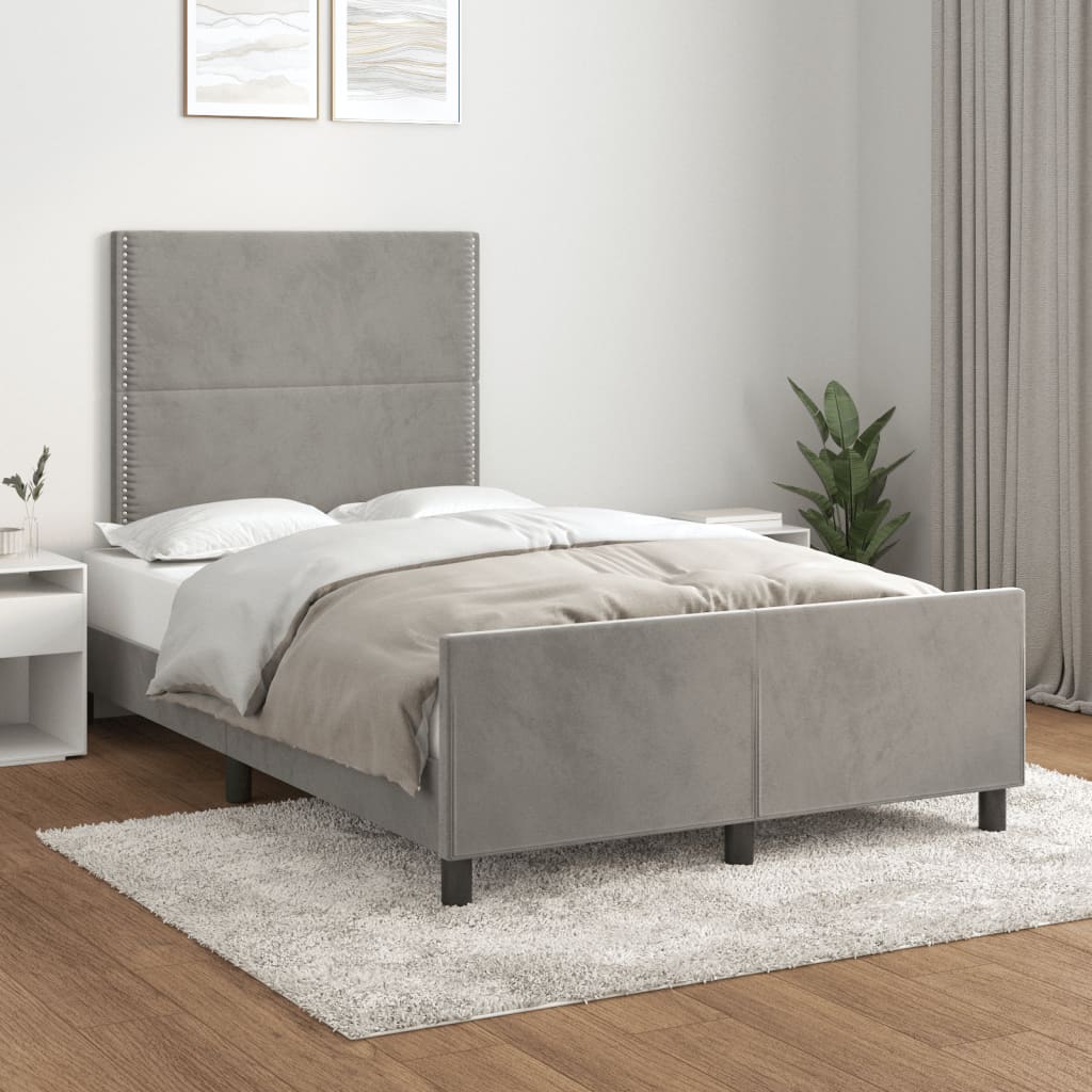 sengeramme uden madras 120x190 cm fløjl enkeltseng lysegrå