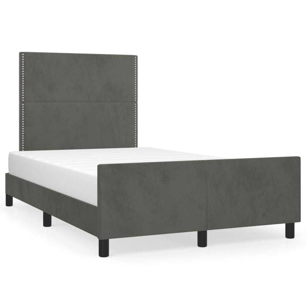 sengeramme uden madras 120x190 cm fløjl enkeltseng mørkegrå