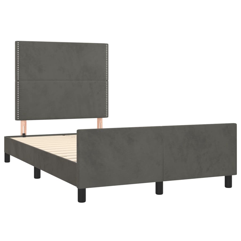 sengeramme uden madras 120x190 cm fløjl enkeltseng mørkegrå