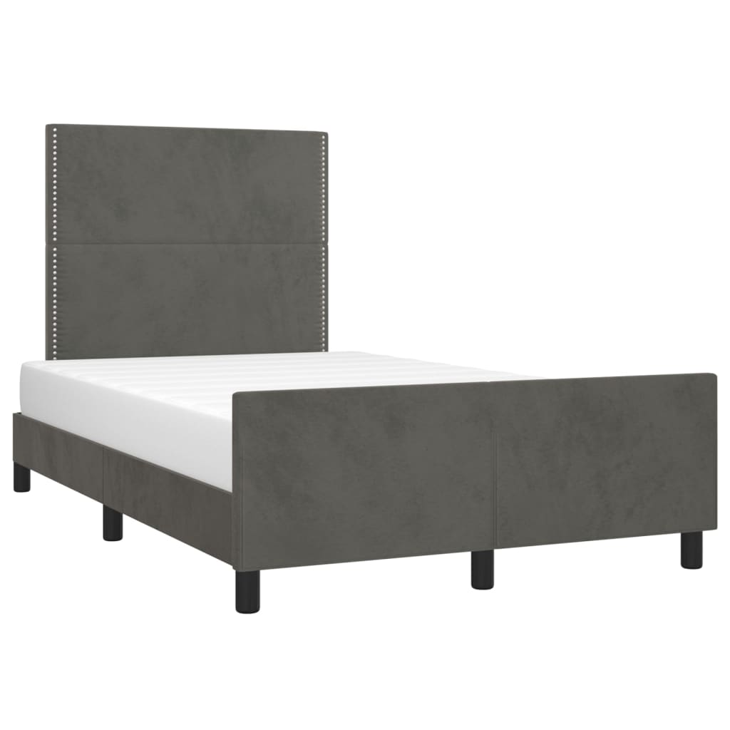 sengeramme uden madras 120x190 cm fløjl enkeltseng mørkegrå