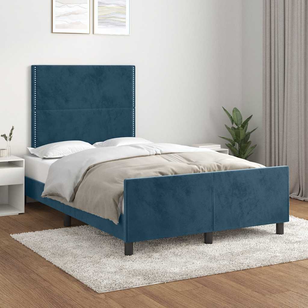sengeramme uden madras 120x190 cm fløjl mørkeblå
