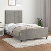 sengeramme uden madras 120x190 cm fløjl enkeltseng lysegrå