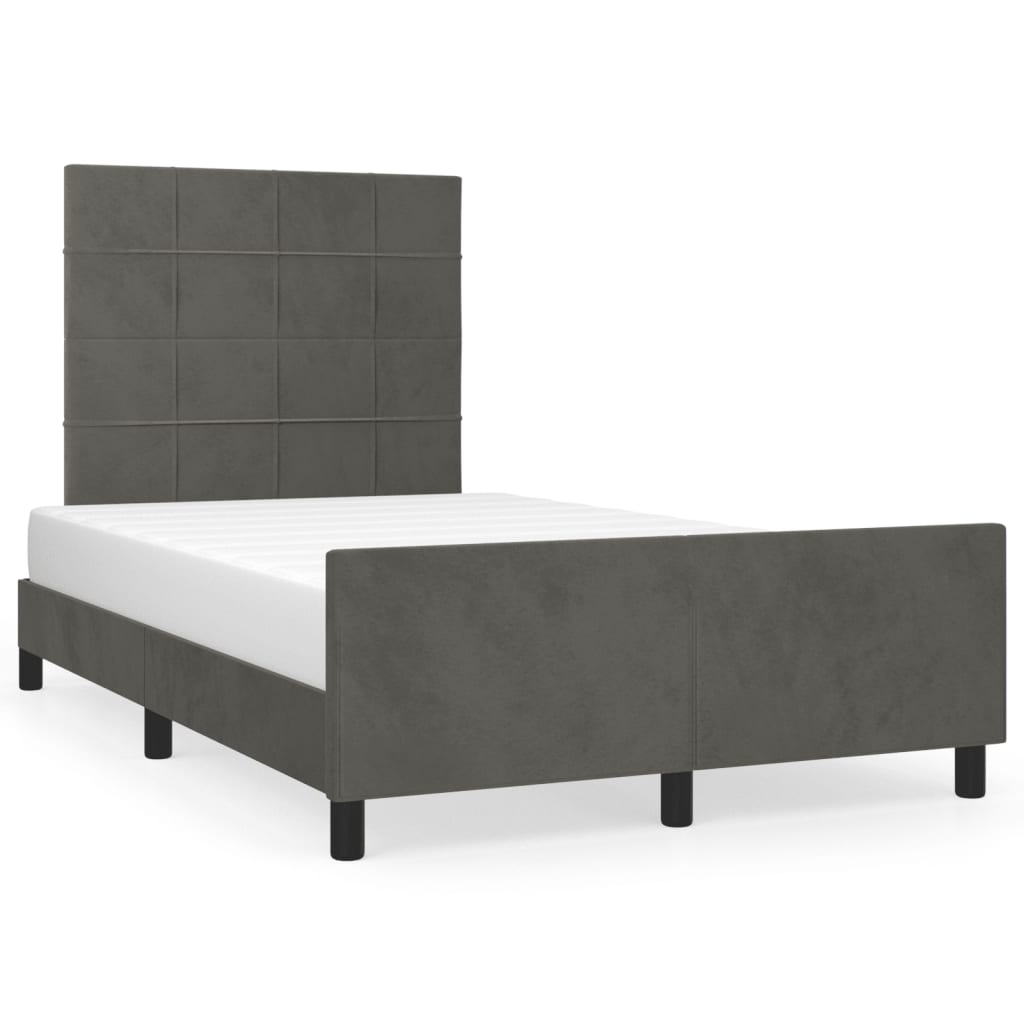 sengeramme uden madras 120x190 cm fløjl enkeltseng mørkegrå